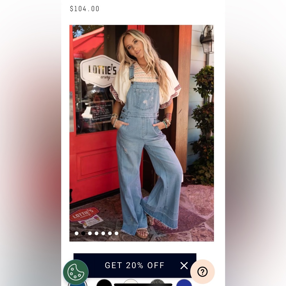 Women's Classic Blue flare leg denim overalls from 3 birds nest 
Size L Super